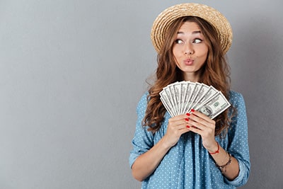 Lady with money