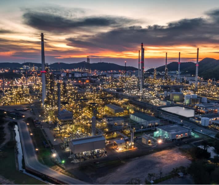 Power plant at sunset