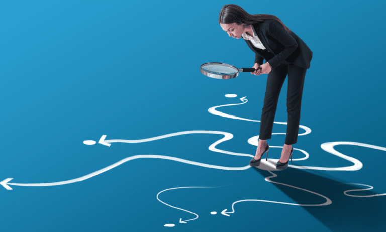 professional woman looking at different paths for job search
