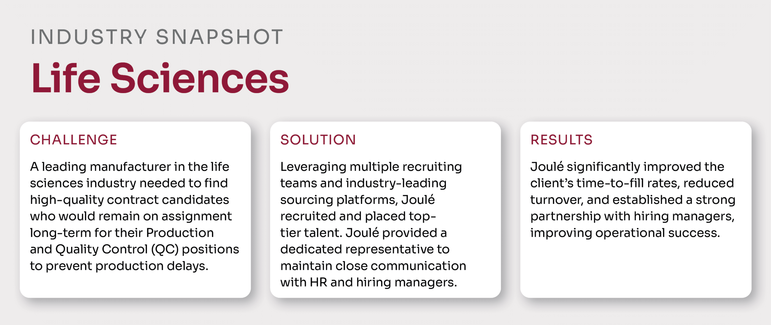 Production and QC Staffing Success with Joulé snapshot