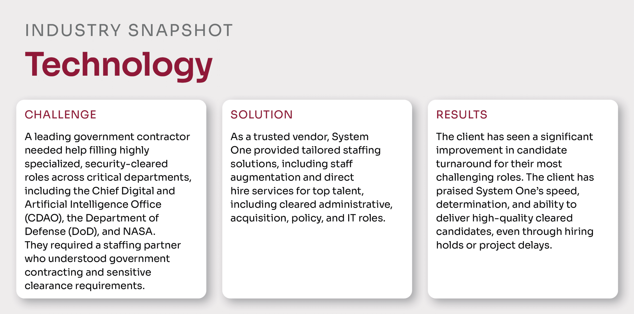 System One IT Staffing Solutions snapshot