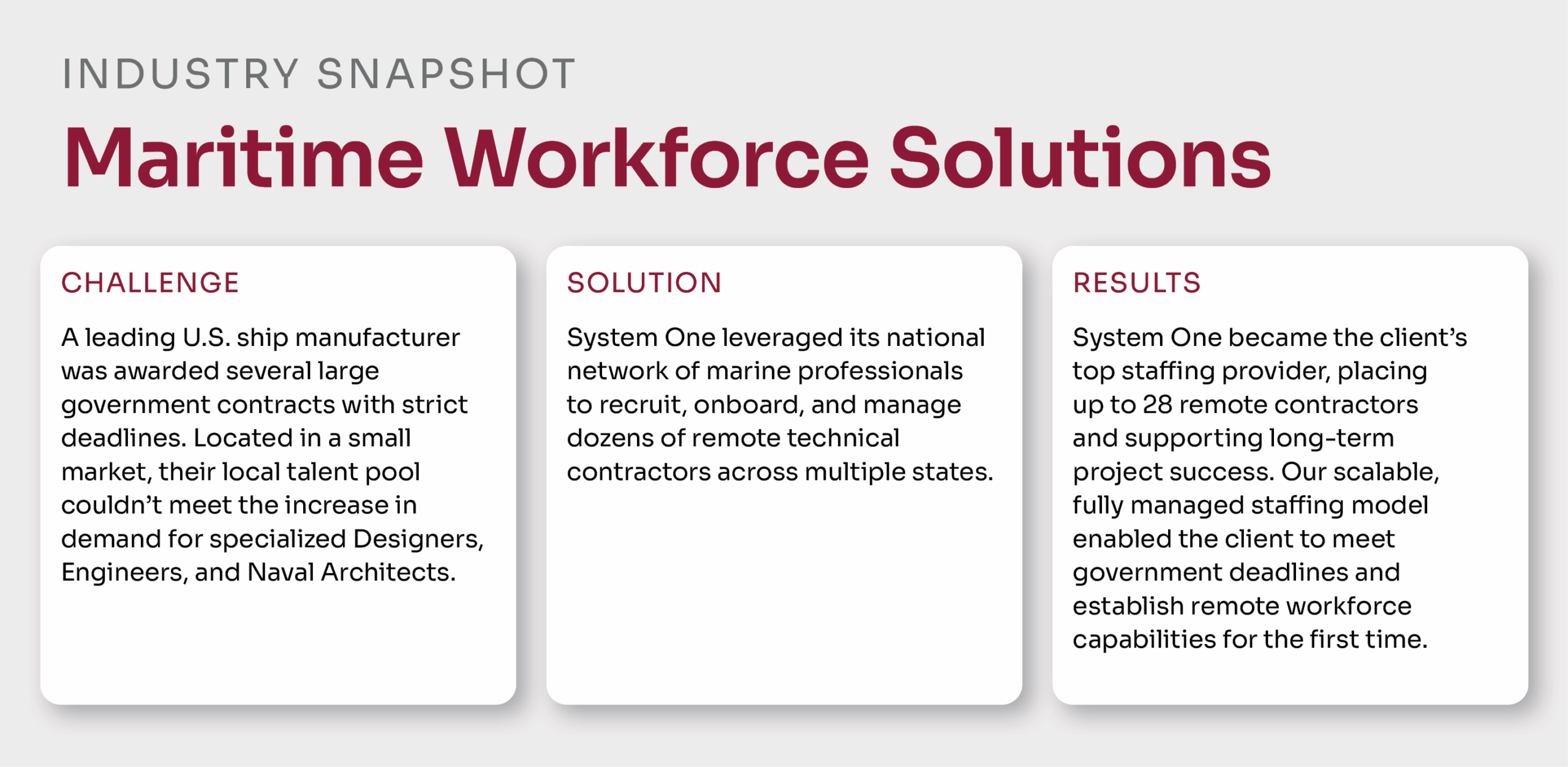 System One marine staffing solutions snaptshot